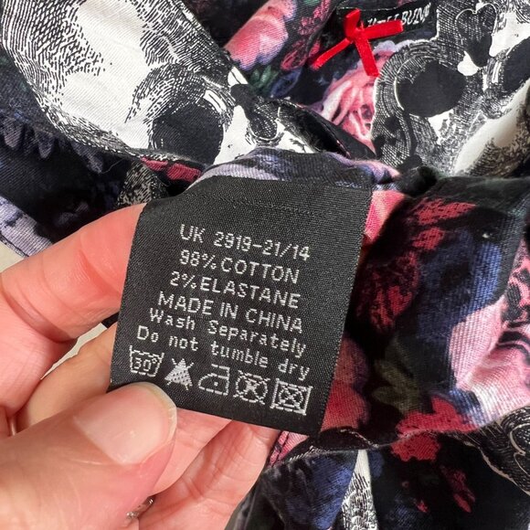 Hell Bunny Graciela Skull Circle Dress Size Medium Goth Pinup Open Back Retro - Picture 12 of 12